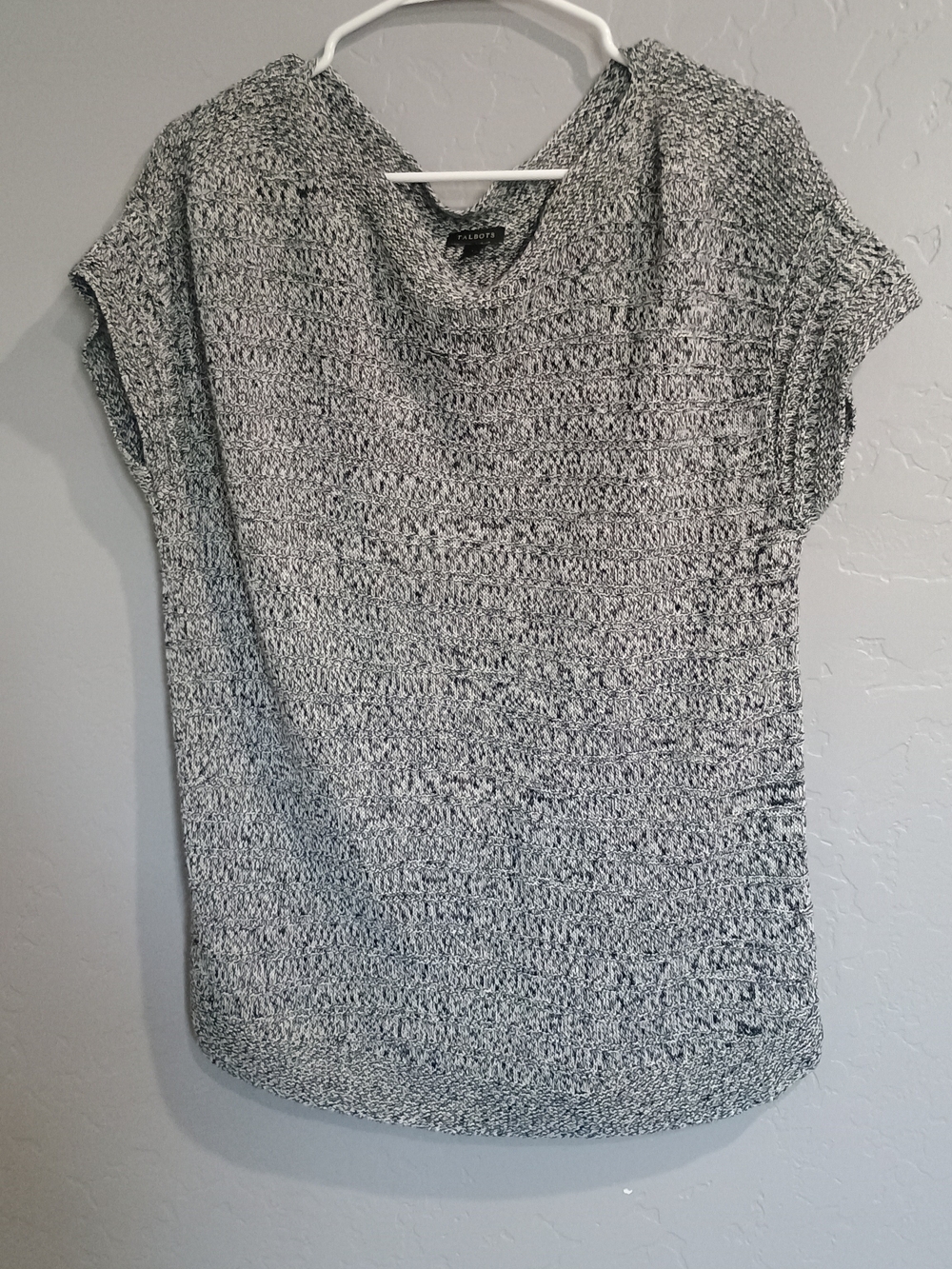 Talbots Black & White Marled Short-Sleeve Knit Top